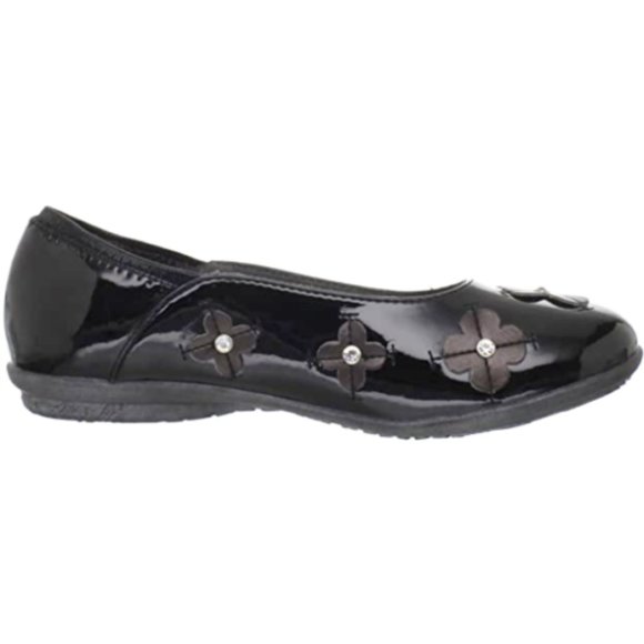NEW Hush Puppies Kid Sophian Patent Rhinestone Embellished Clover Ballet Flat - Picture 2 of 8